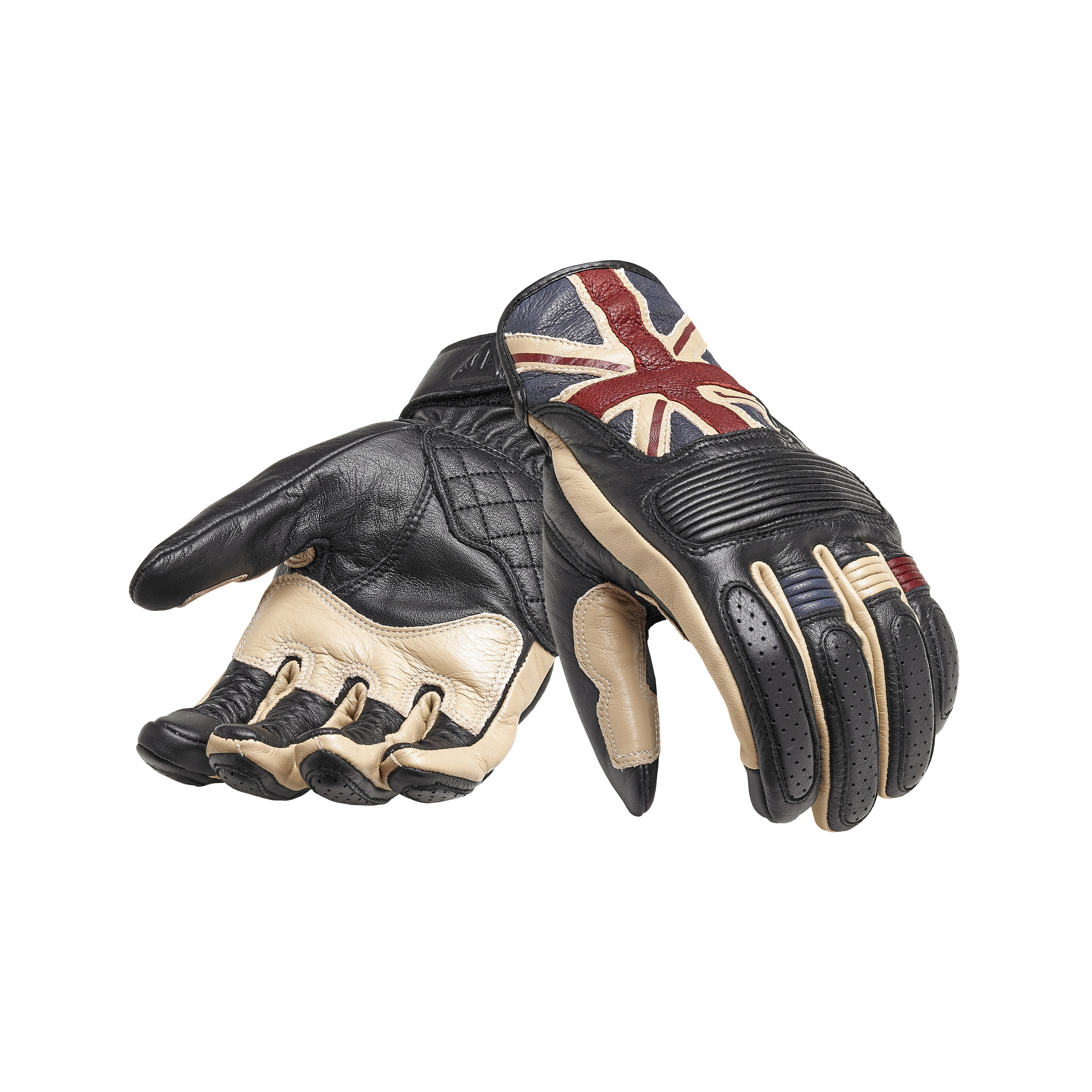 Sulby Leather Gloves in Black with Gold Stripe | Motorcycle Clothing