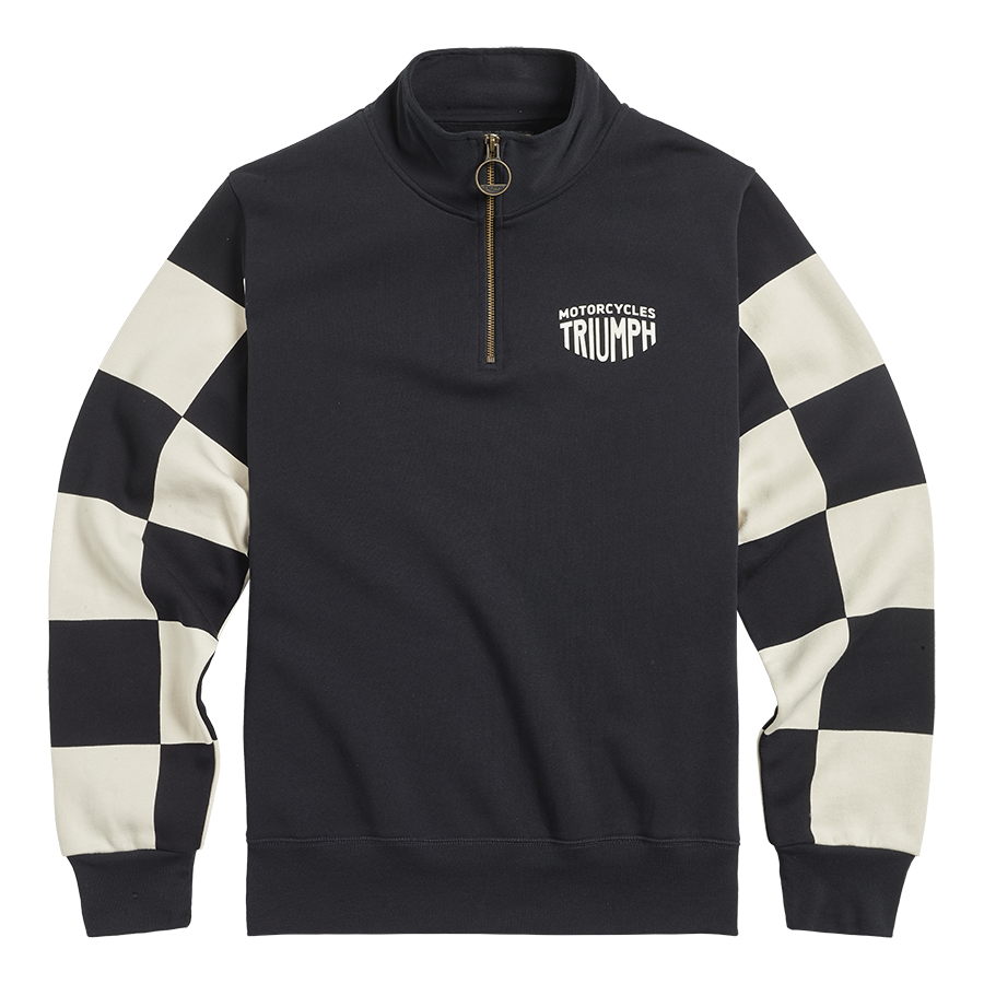 Official Triumph x Ace Cafe Quarter Zip Logo Sweatshirt in Black