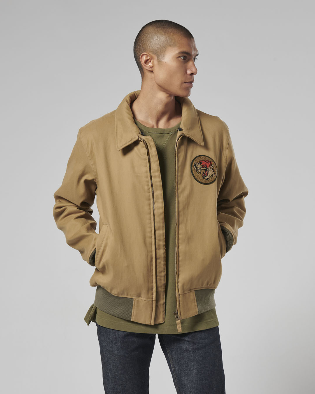 Biggin B-15 Bomber Jacket With Faux Fur in Jungle Khaki | Triumph