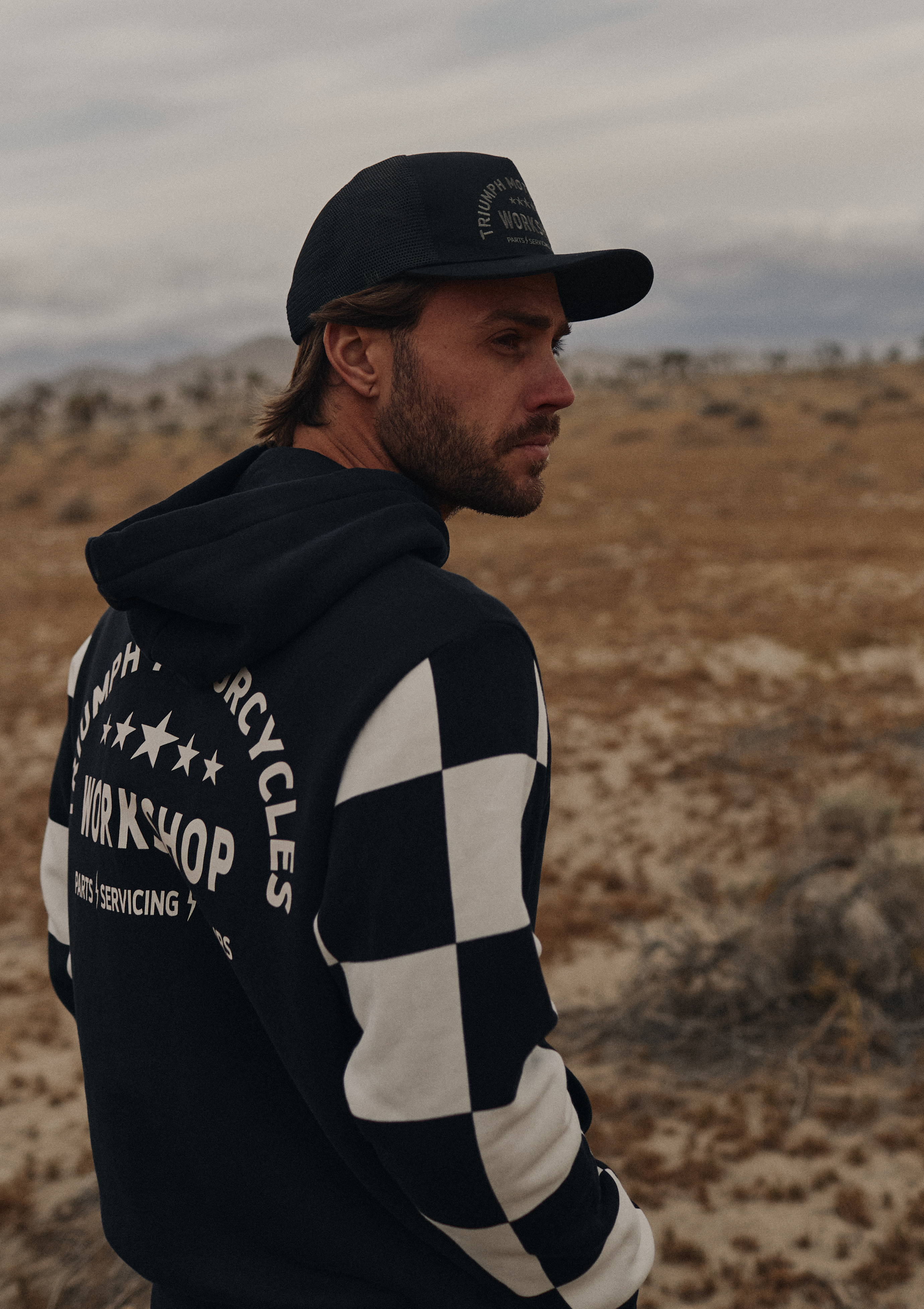 Haytham Checkerboard Hoodie in Red and Bone | Casual Clothing