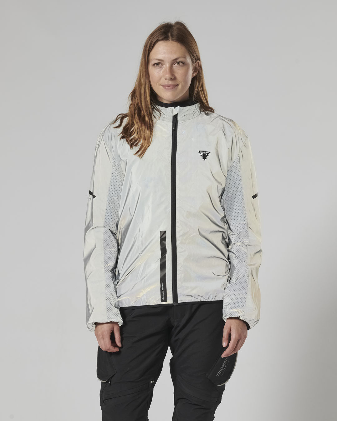 Packable Reflective Waterproof Jacket in Silver | Motorcycle Clothing