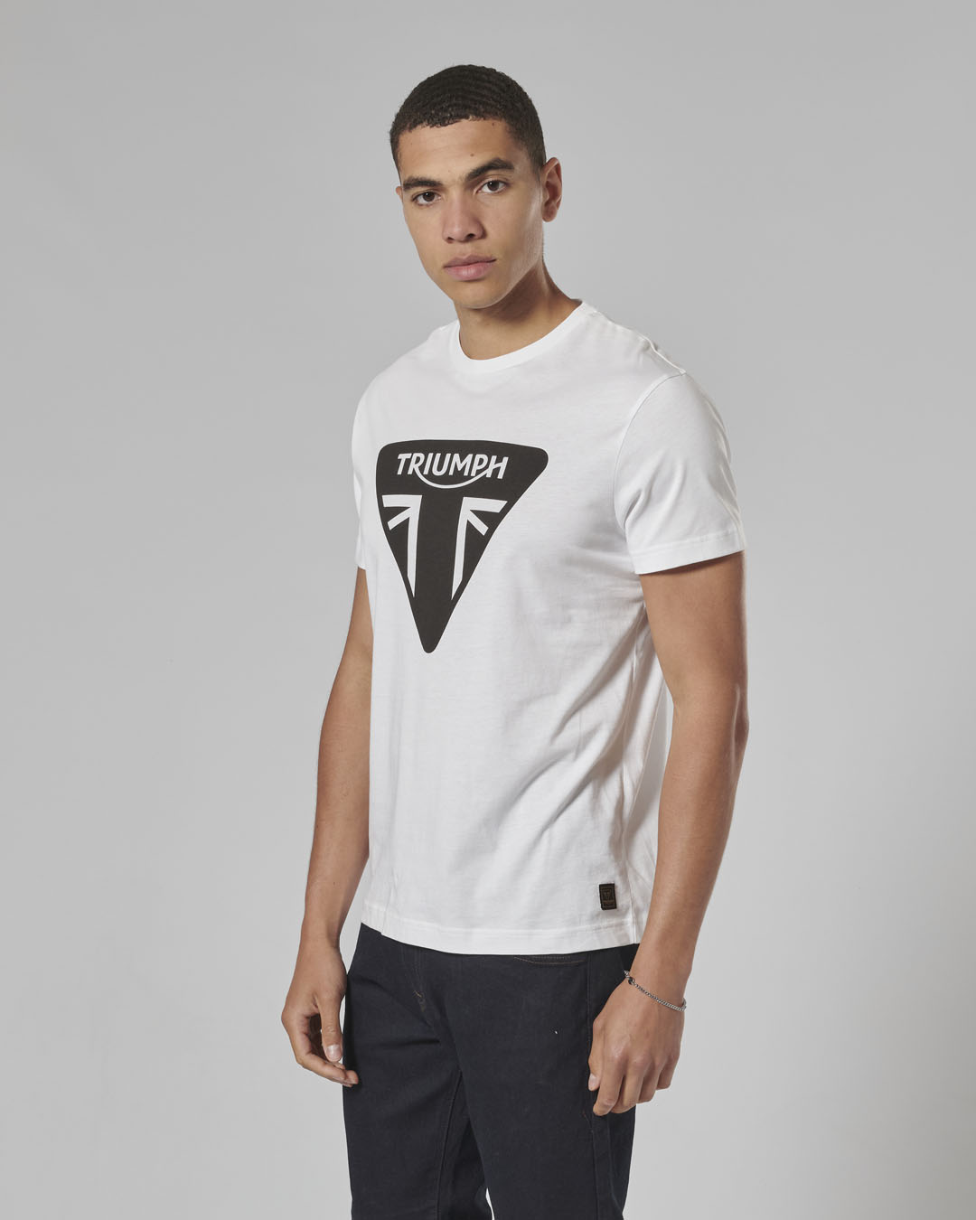 Helston Triangle Badge Logo T-shirt in White |Casual Clothing