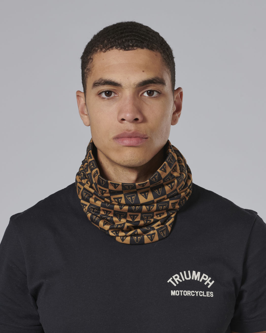Prix Neck Checkerboard Black & Gold Neck Tube | Motorcycle Clothing