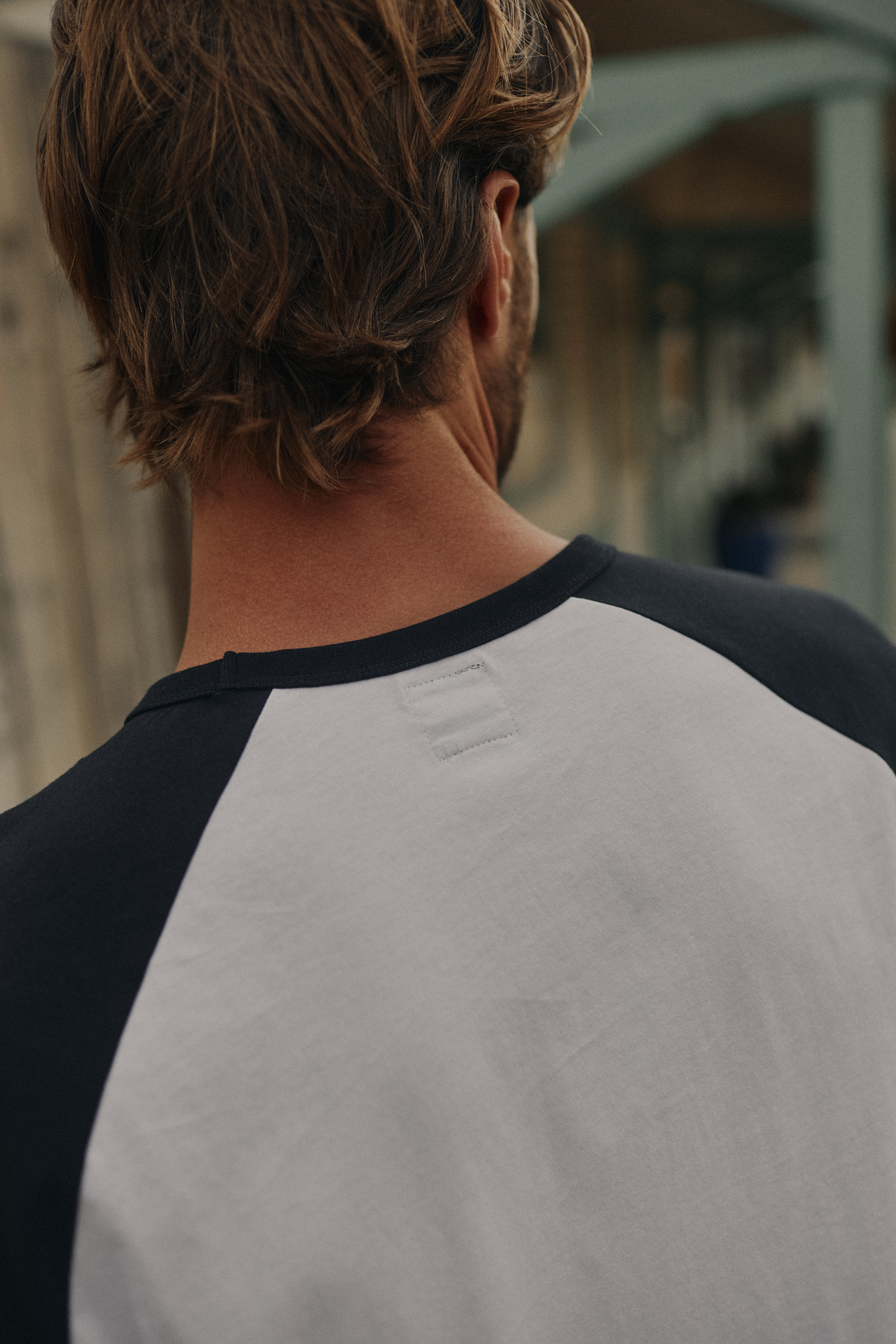 Saltern Contrast Sleeve Tee in White and Grey Marl | Casual