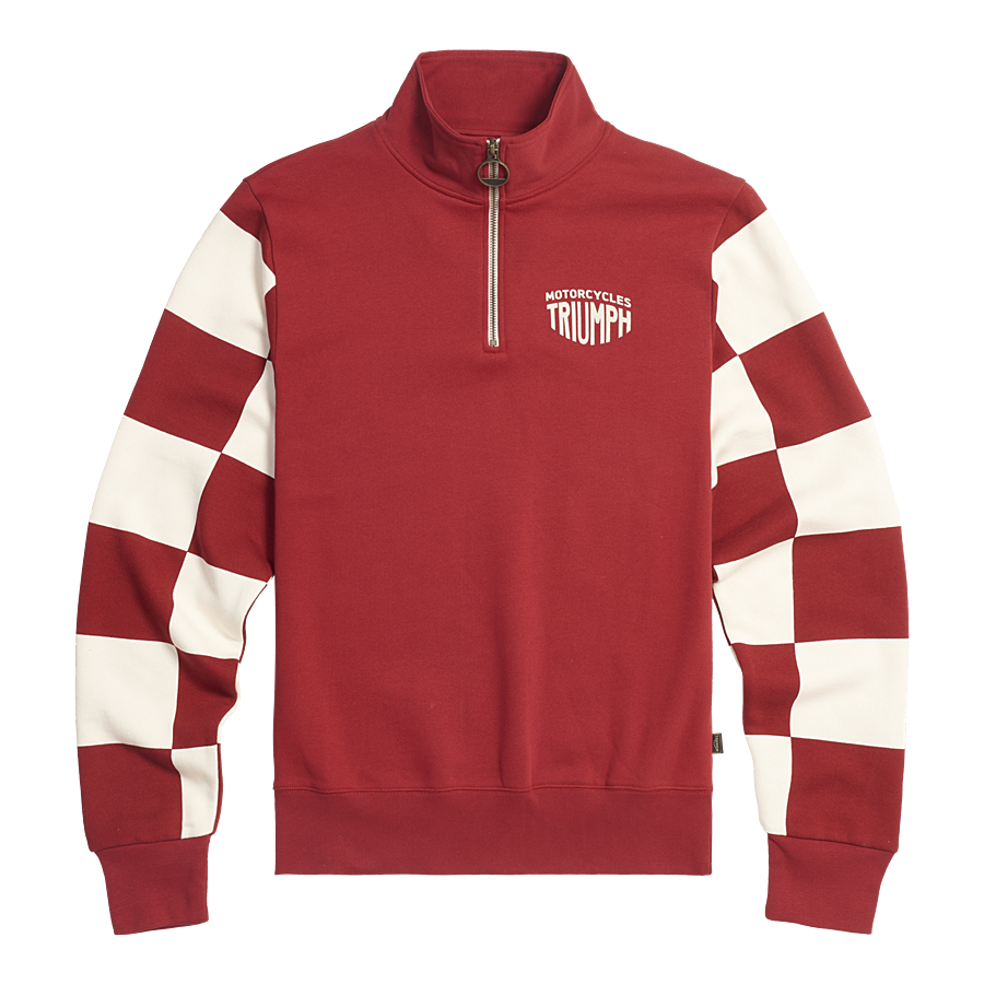 Prewitt Quarter Zip Sweat In Red and Bone | Casual Clothing