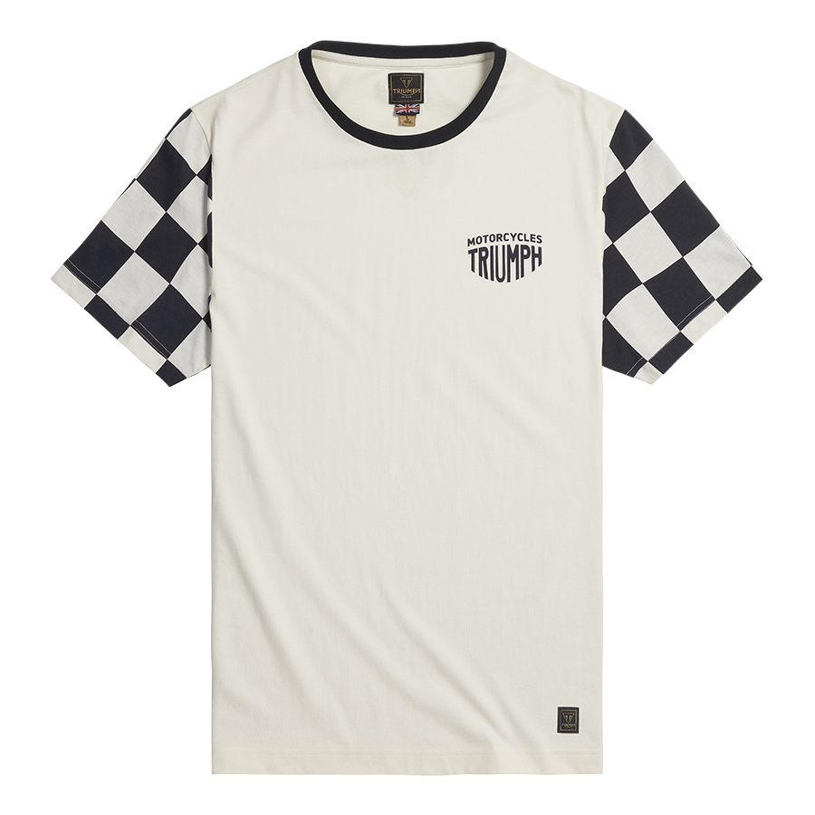 Preston Checkerboard Sleeve Tee in Bone and Black | Casual Clothing Preston Checkerboard Sleeve Tee in Bone and Black | Casual Clothing