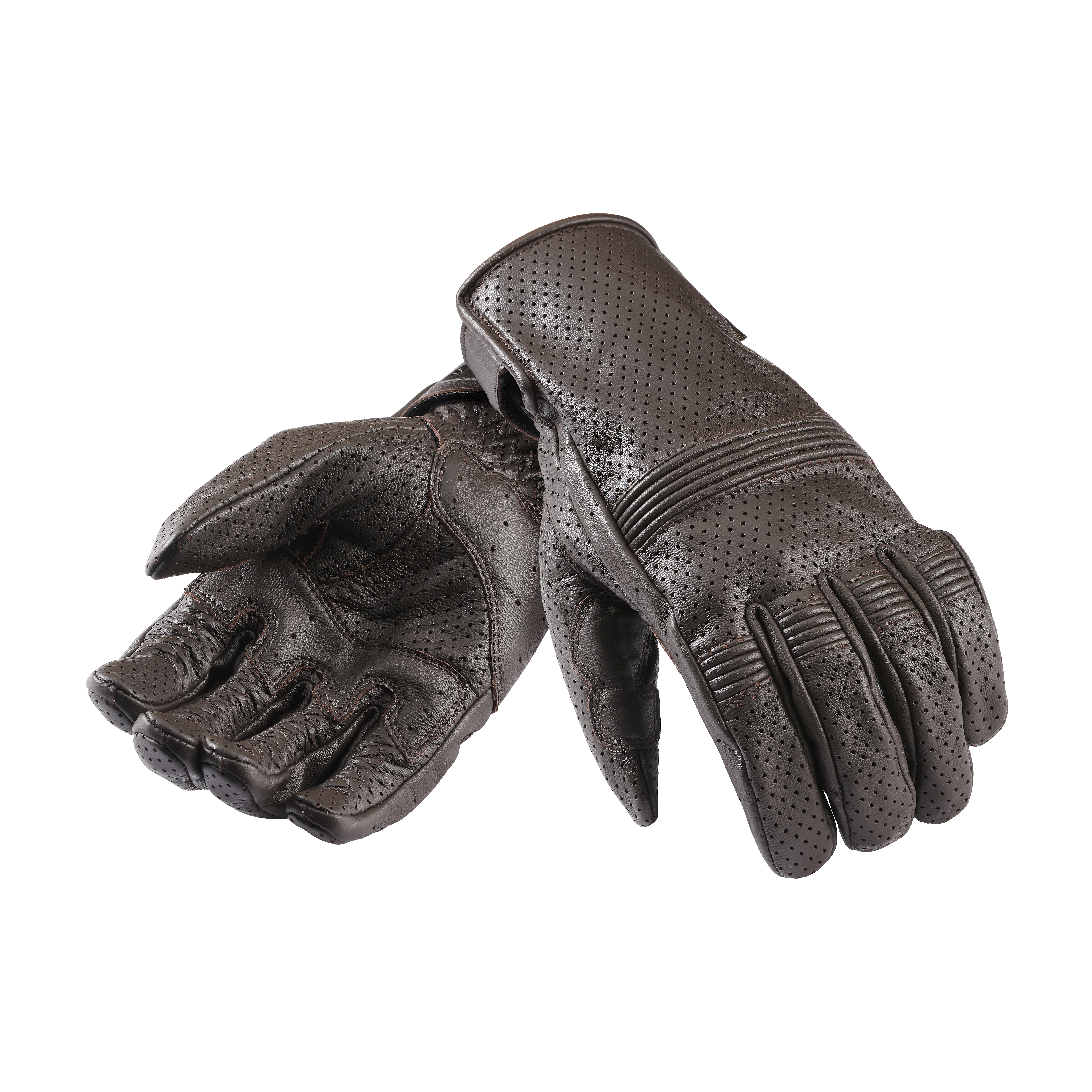 Cali Perforated Leather Gloves In Brown | Motorcycle Clothing