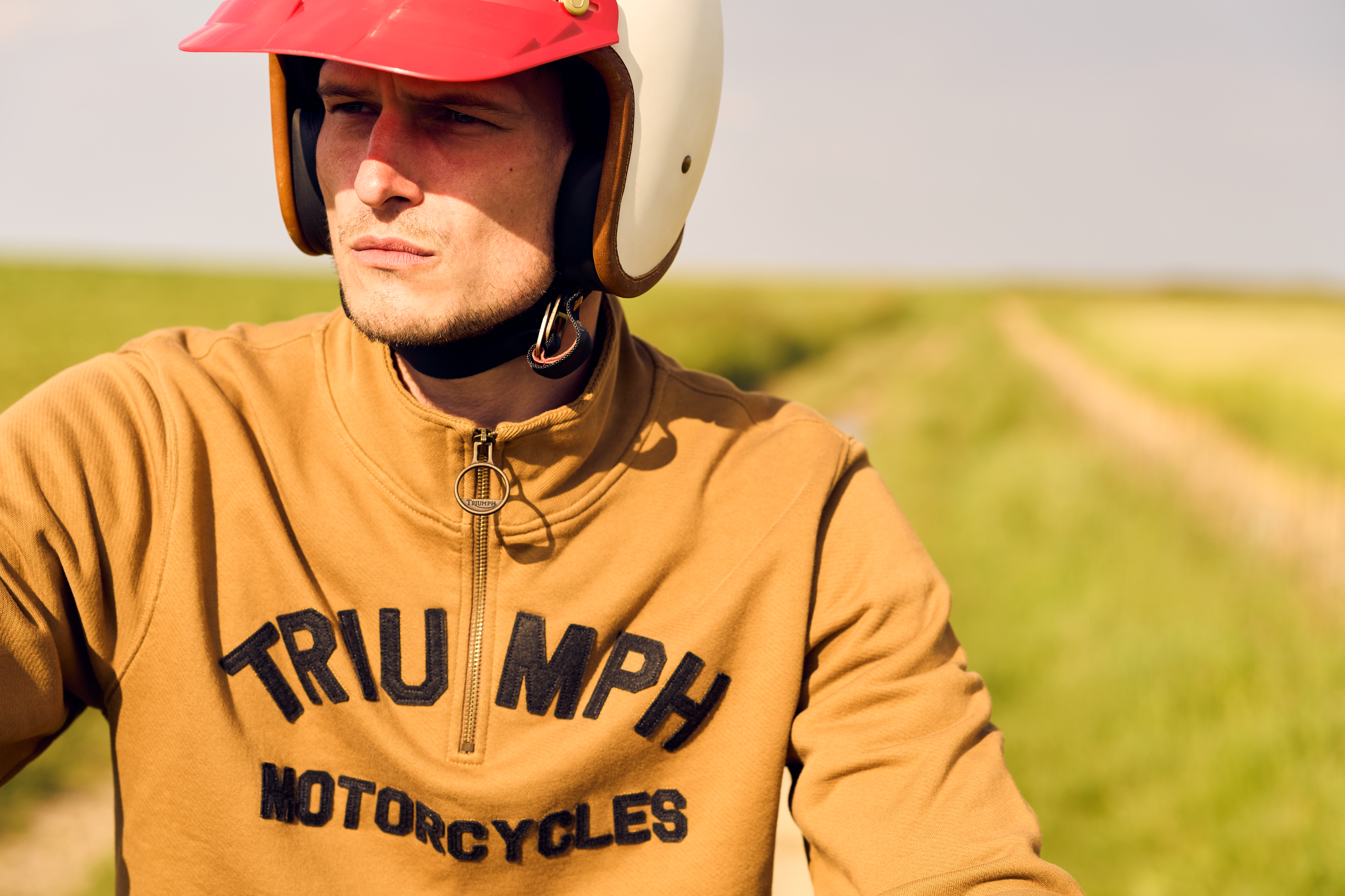 Ribble Quarter Zip Logo Heavyweight Sweatshirt in Rust | Triumph Heritage