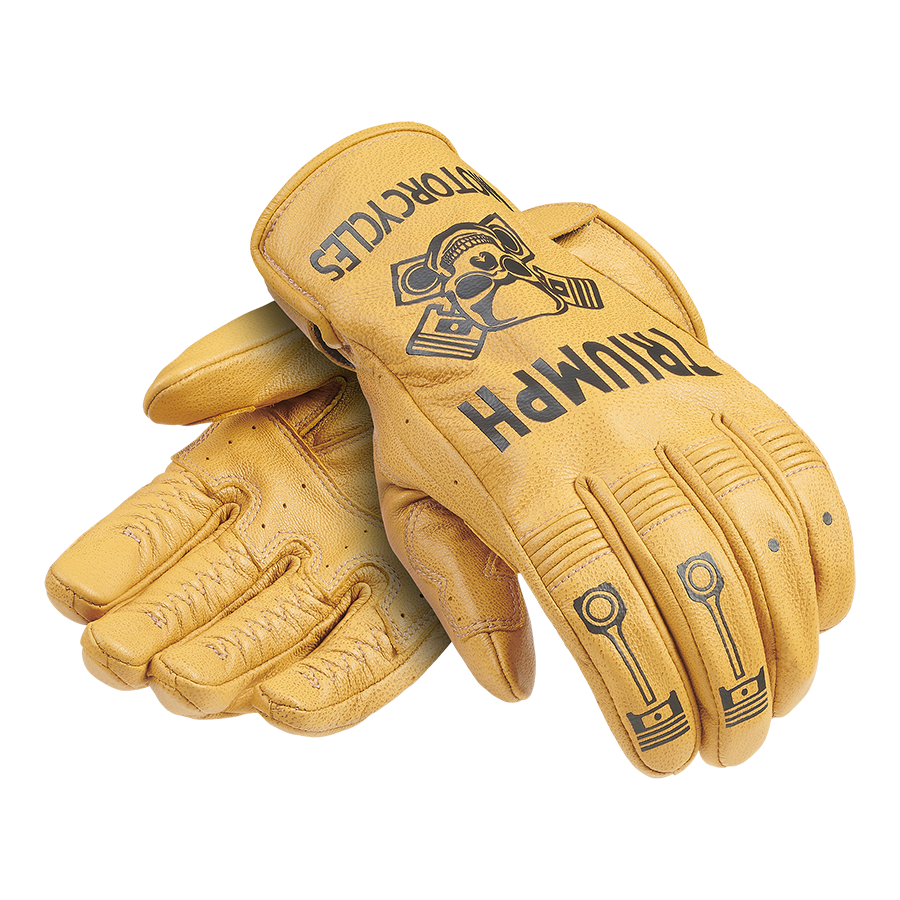 Piston Leather Gloves in Yellow & Black | Motorcycle Clothing