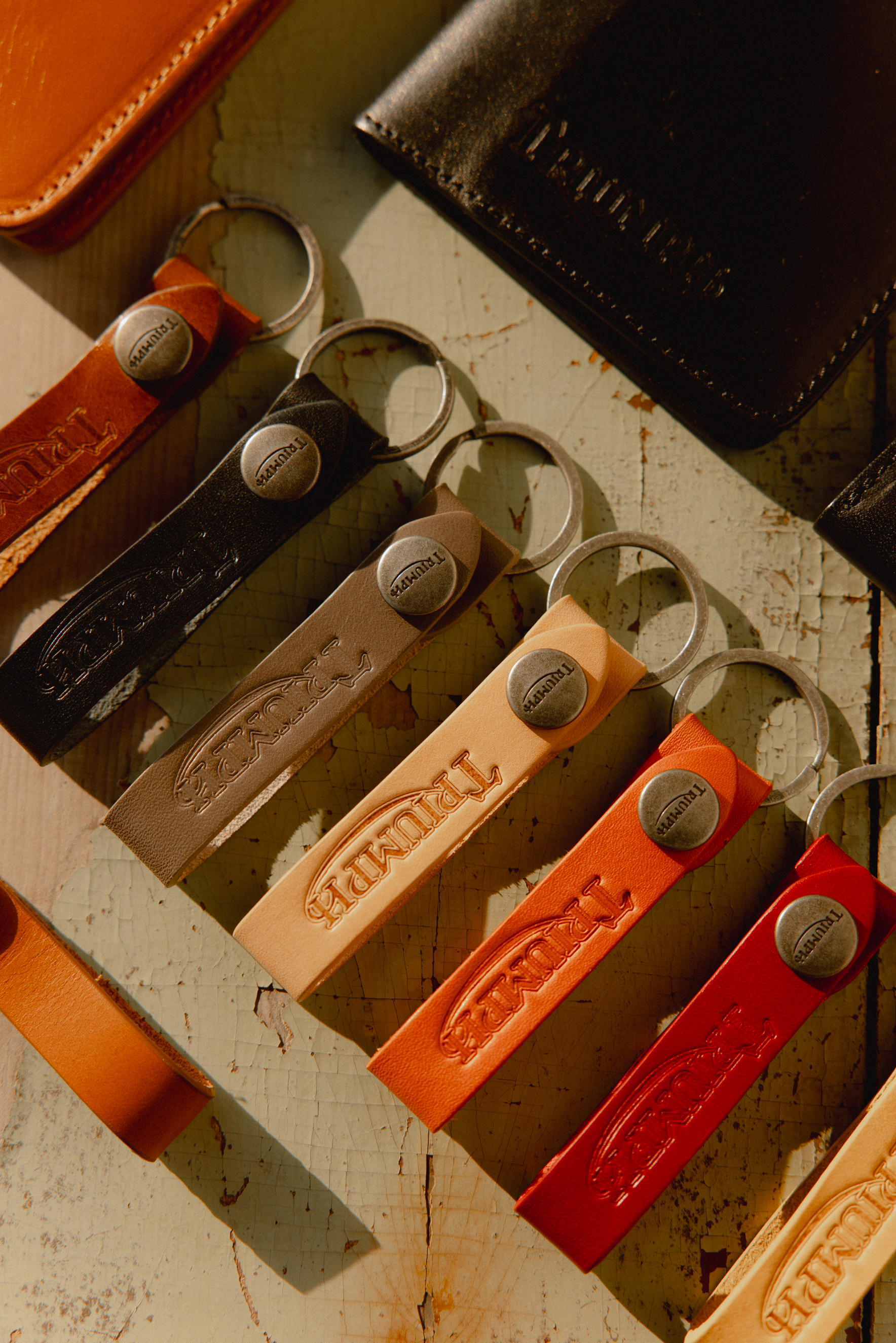 Premium Leather Tan Keyring Triumph Heritage