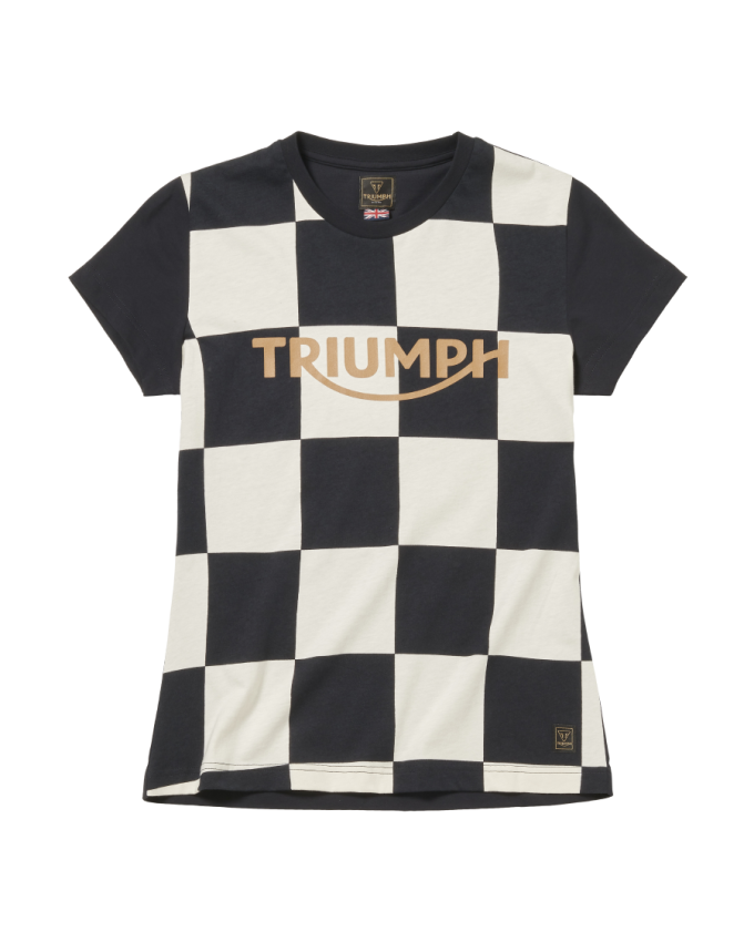 T-shirt Katrina Checkerboard femme noir et blanc cassé