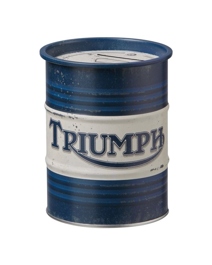 Triumph Oil Barrel Money Tin