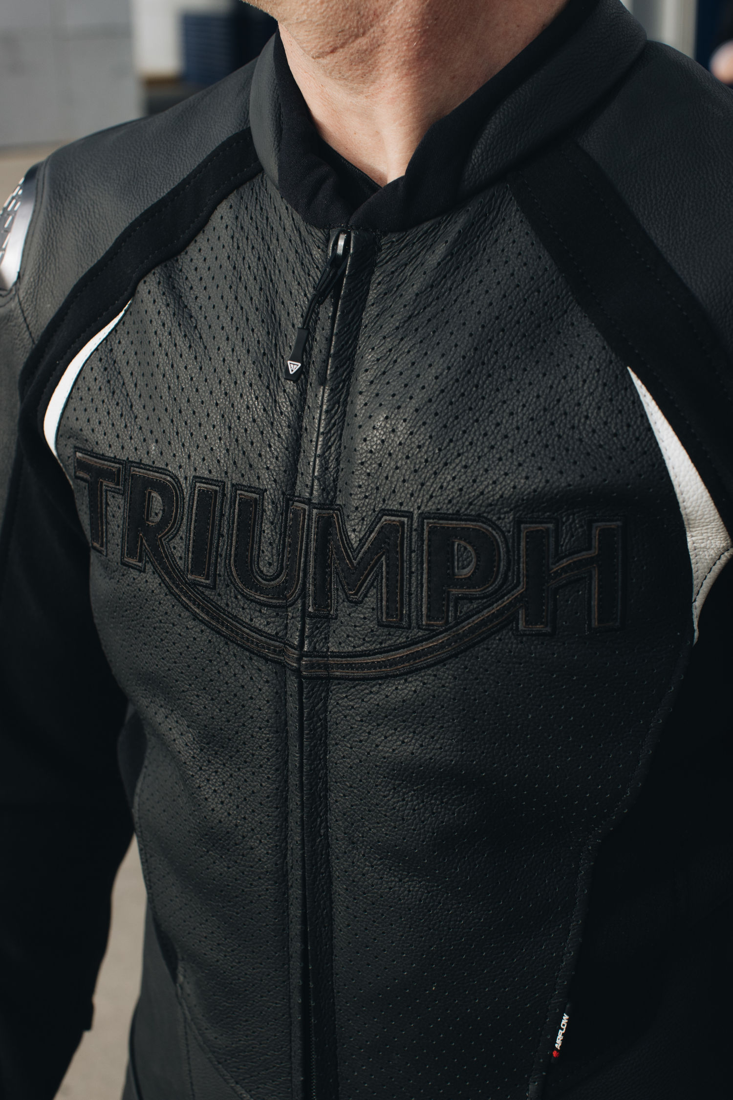 Triple Perforated Leather Jacket