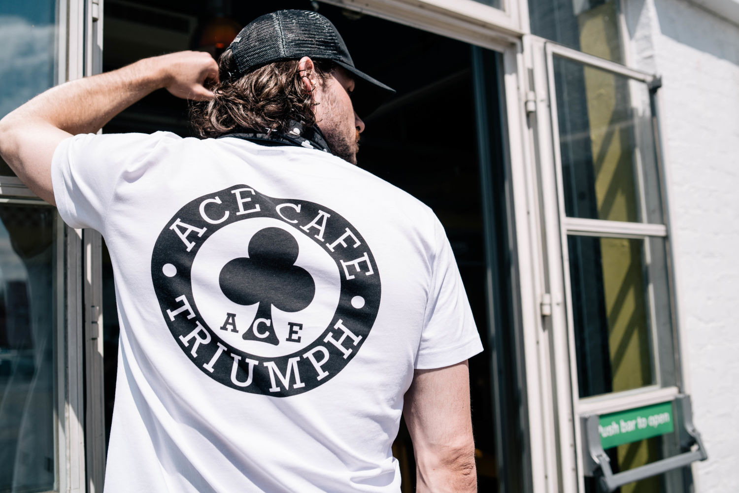 Official Triumph x Ace Cafe Pocket Logo Graphic White T-shirt