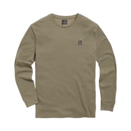Dean Woven Badge Long Sleeve Waffle Tee in Khaki | Casual Clothing
