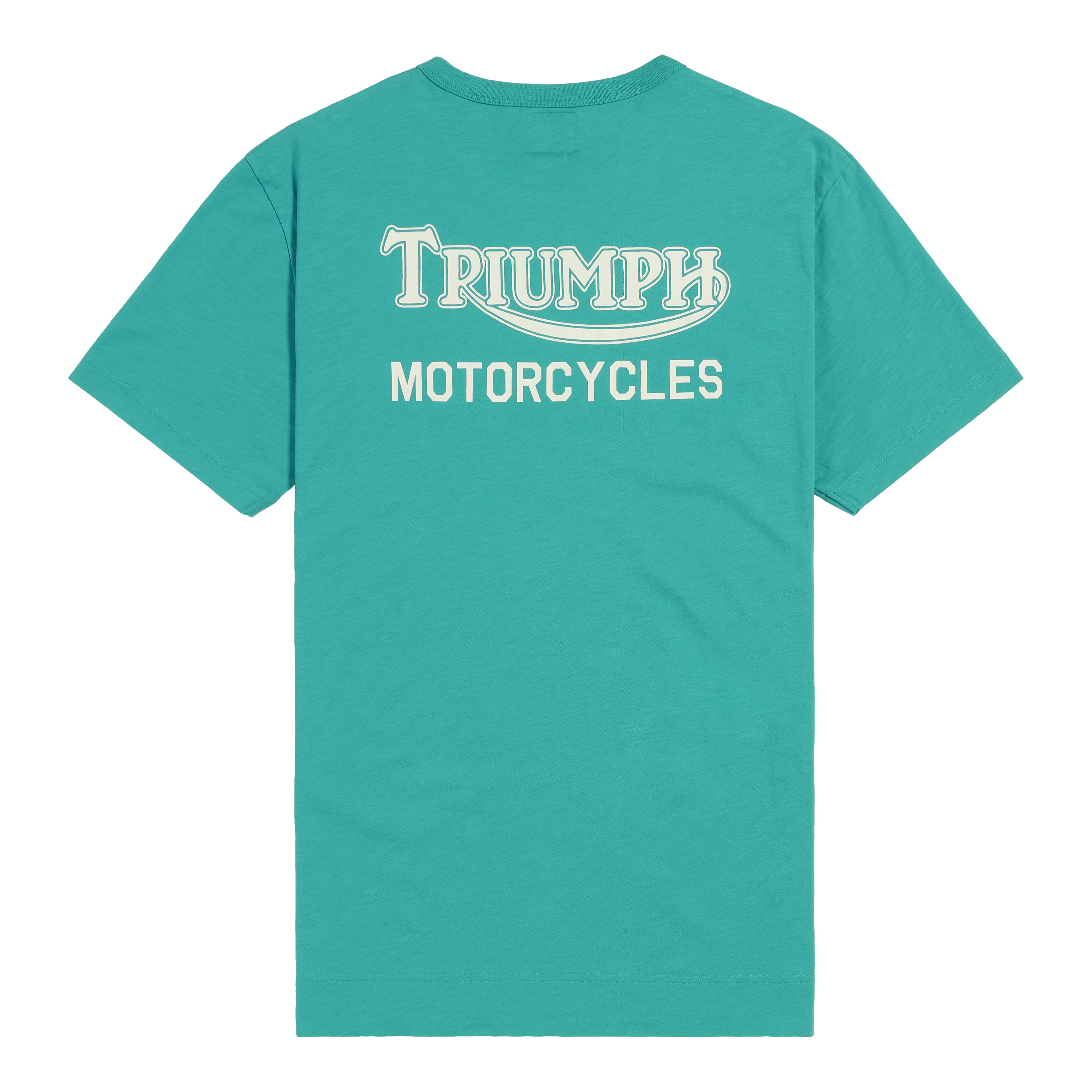 Adcote Back Print Graphic T-shirt in Teal Blue | Triumph Heritage