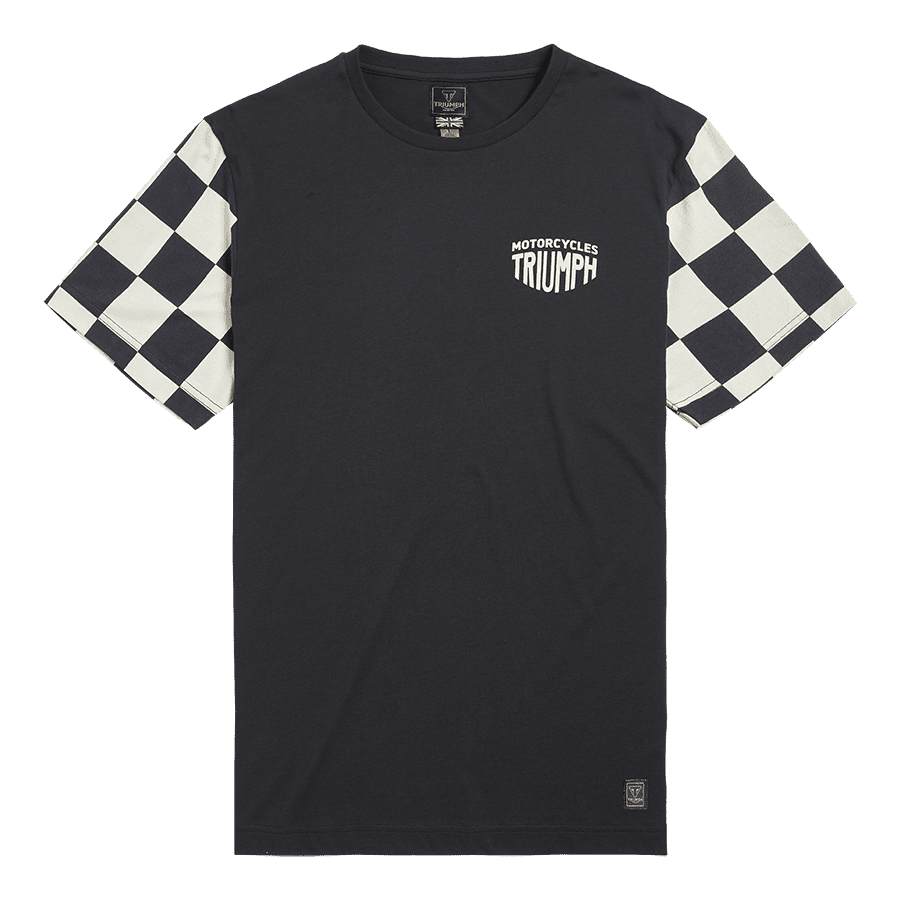 Preston Checkerboard Sleeve T-shirt in Black | Casual Clothing