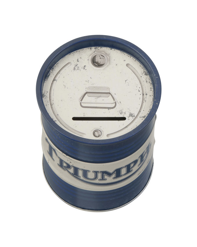 Triumph Oil Barrel Money Tin