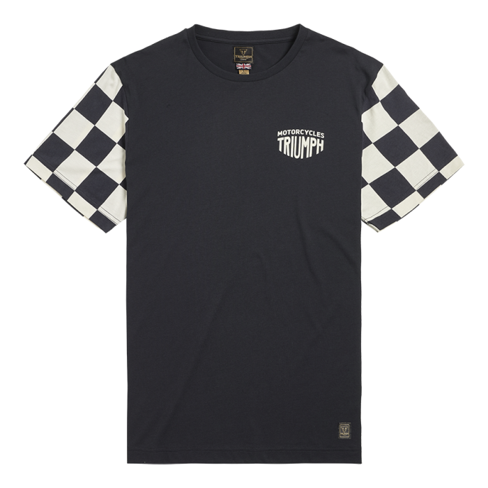 Preston Checkerboard Sleeve T-shirt in Black | Casual Clothing