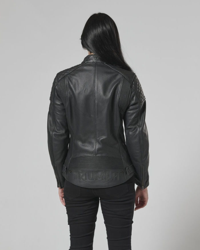 レディース　TRIUMPH ブラックレザー ジャケット Triumph Braddan Womens Air Race Jacket Black MLES22107 | eBay