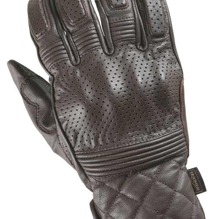 Triumph Motorcycle Dalton Leather Gloves D30 Protective Knuckles