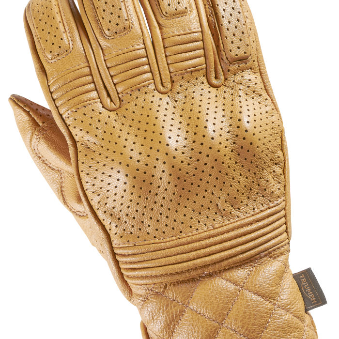 Triumph Motorcycle Dalton Leather Gloves D30 Protective Knuckles