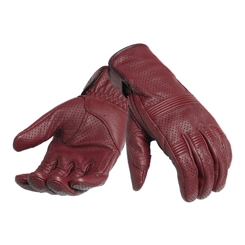 Cali Perforated Leather Burgundy Gloves | Motorcycle Clothing