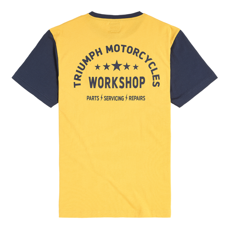 Fendland Workshop T Shirt mit kontrastierenden Armeln in Gold Offizielles Triumph Merchandising