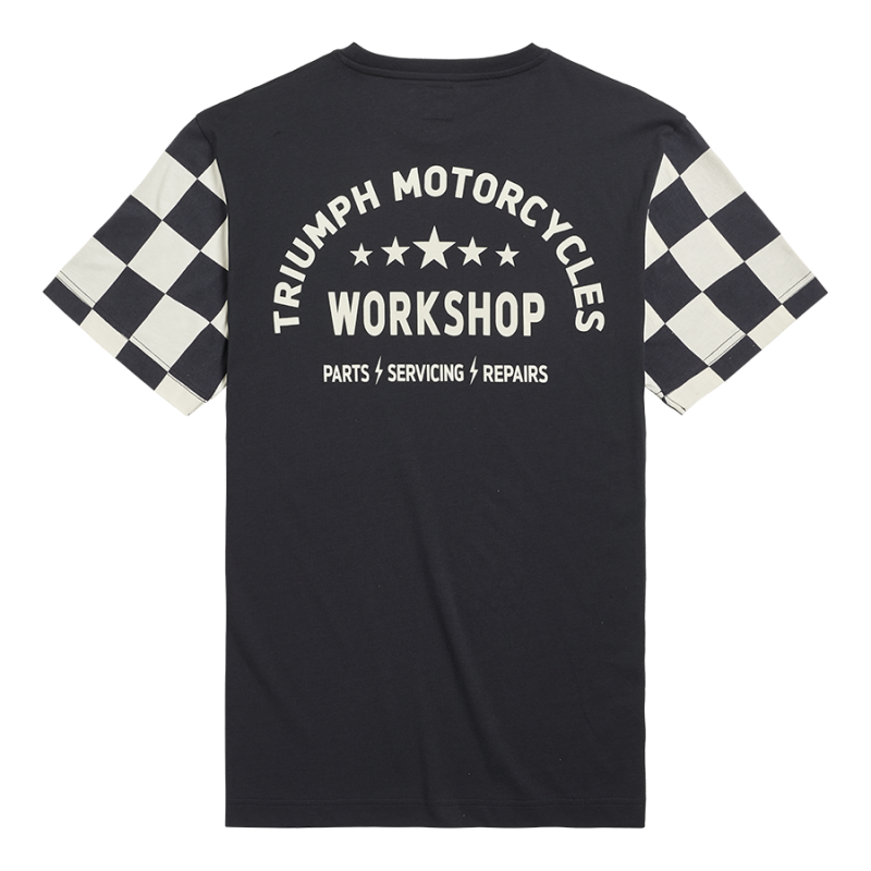 Preston Checkerboard Sleeve T-shirt in Black | Casual Clothing