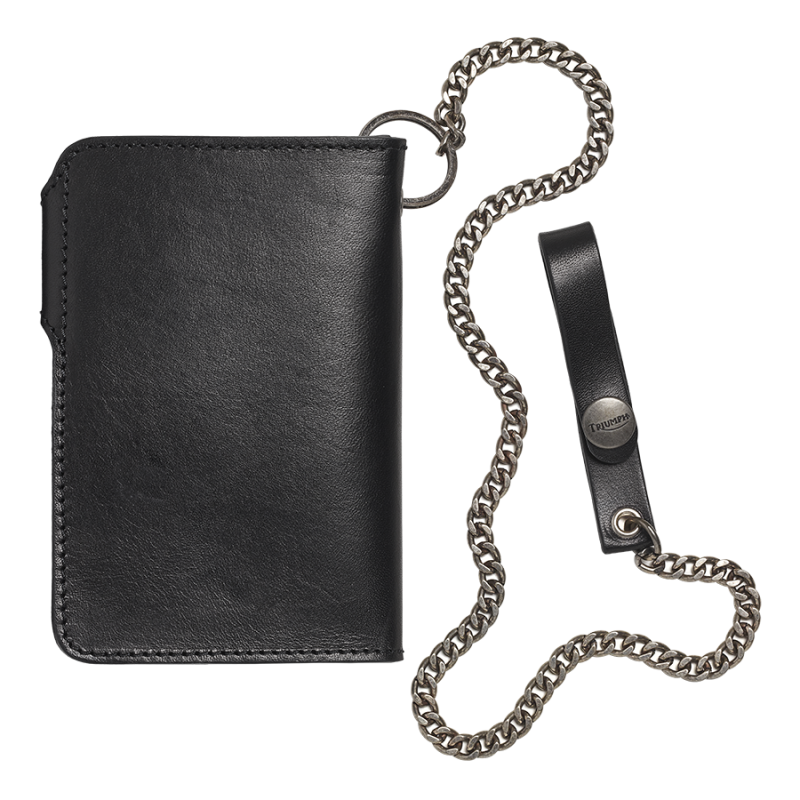 Triumph Motorcycles Heritage Men s Classic Biker Wallet with Chain Premium Leather Black Size One Size Triumph Motorcycles Clothing