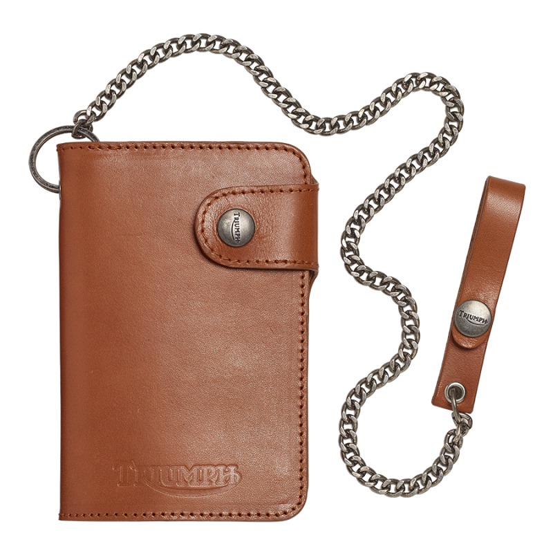 Premium Biker Leather Tan Wallet with Chain Triumph Heritage