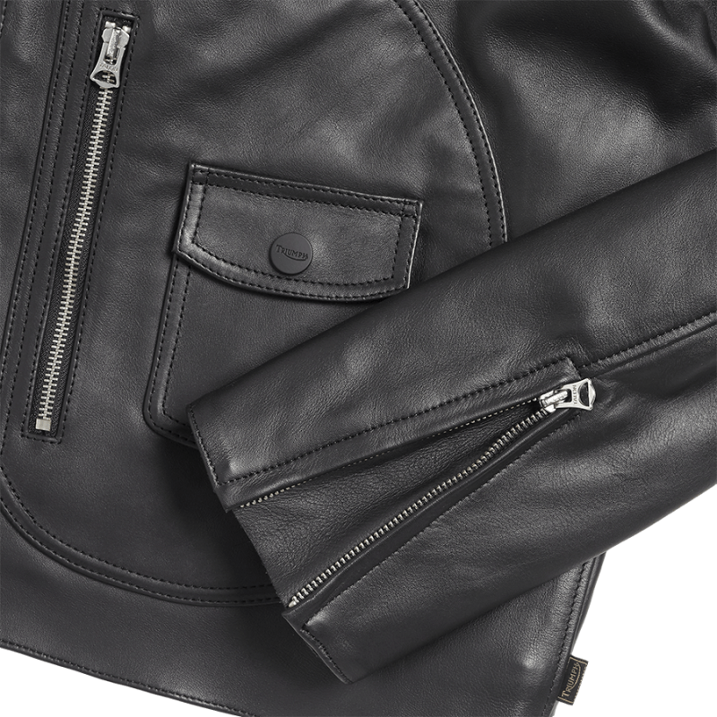 Rexford Black Leather Jacket with Removable Collar | Triumph Heritage