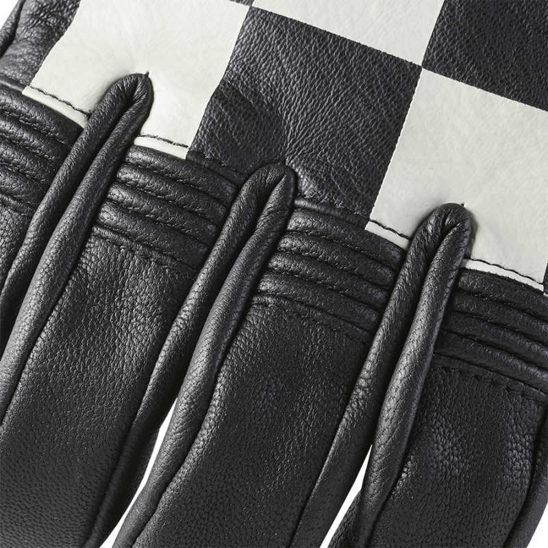 Checkerboard Lederhandschuhe mit kariertem Flaggenmuster in Schwarz und ...