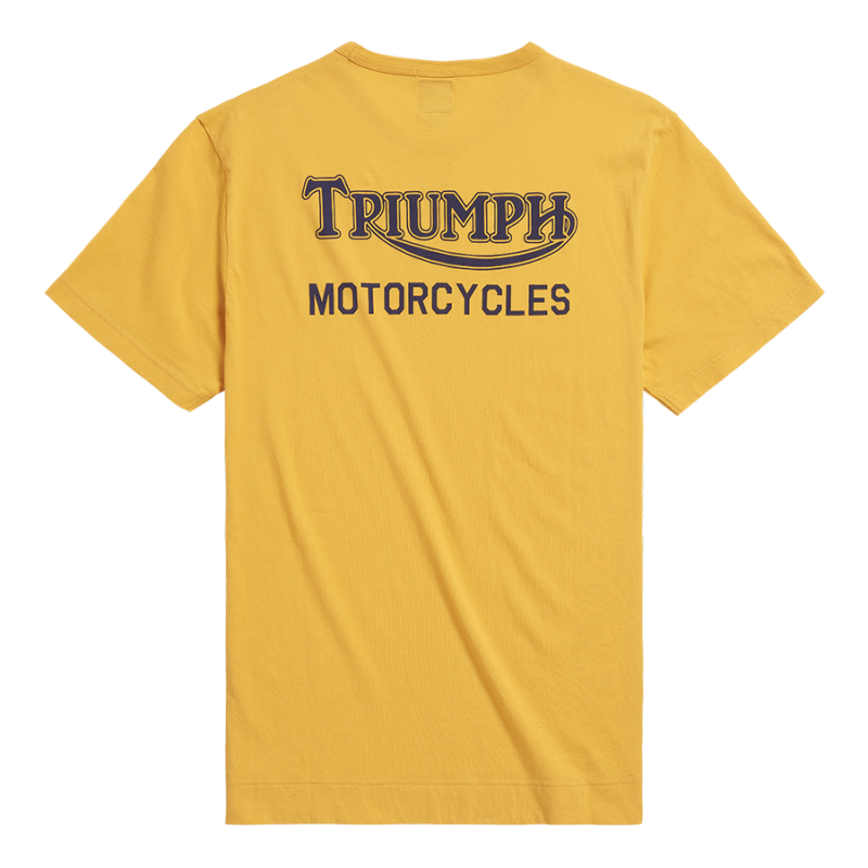 Adcote Back Print Graphic T-shirt in Old Gold | Triumph Heritage