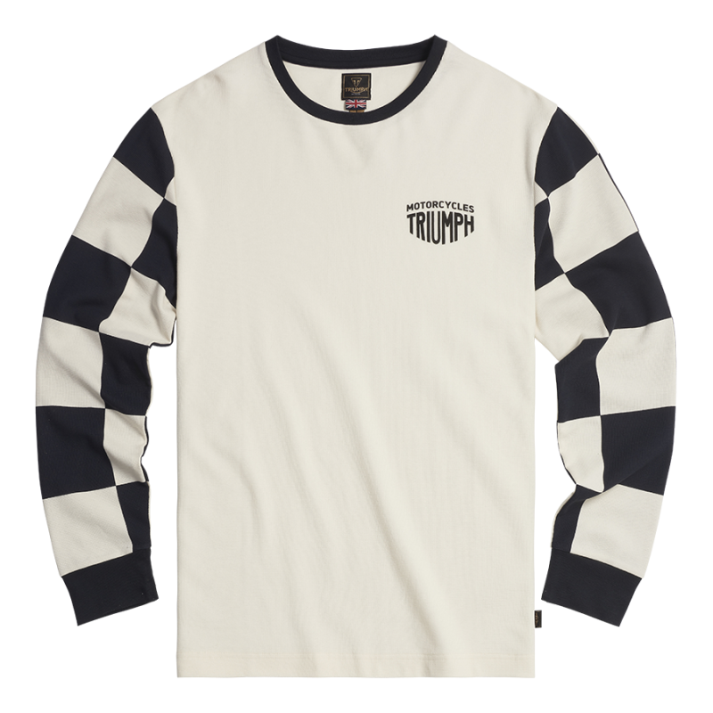 Harker Checkerboard Long Sleeve Tee in Black Bone Casual Clothing