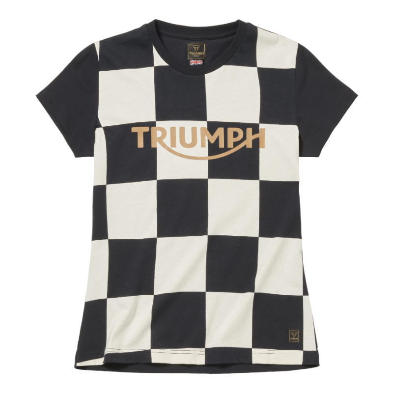 T-shirt Katrina Checkerboard femme noir et blanc cassé