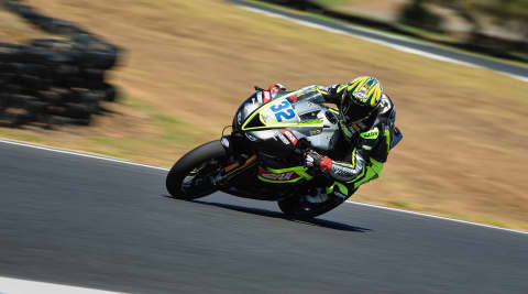 Rider on Street Triple 765 RS at Supersport worl championship