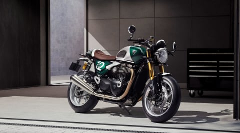 Triumph Speed Twin Cafe Racer Edition in Aluminium Silver and Competition Green right hand side