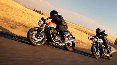 Triumph Speed Twin 1200 and RS riding shot