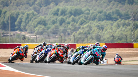 Triumph Moto 2 Grand Prix of Aragon bikes on the racetrack