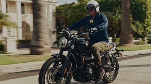 Triumph Modern Classics Riderwear 2026 Launch New Items. Jax Denim Jacket & Hopper Khaki Jeans