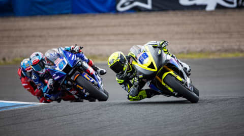 Celebrations for Macadam Triumph Factory racing at Knockhill
