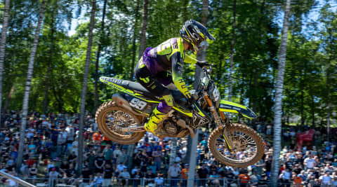 Camden McLellan racing at the MXGP race in Latvia