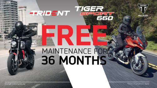 Triumph Trident and Tiger Sport 660  free maintenance for 36 months