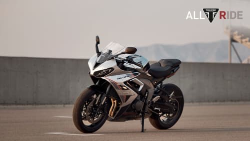 Angled side view shot of Triumph Daytona 660