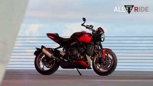 Side view shot of stationary Triumph Trident 800