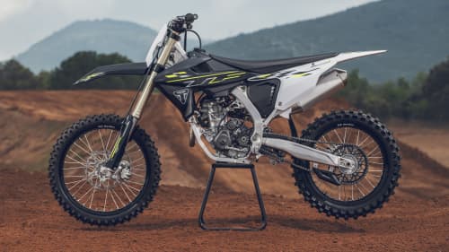 Side view shot of a stationary TF 250 X