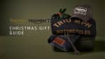Triumph Christmas Gift Guide banner with Triumph Sweatshirt, cap and riding jeans