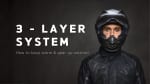 3 Layer System Banner- How to keep warm and gear up smarter - title with motorcyclist in helmet and Triumph winter gear
