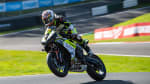 Triumph Daytona 660 being ridden in the National Sportsbike at Cadwell park